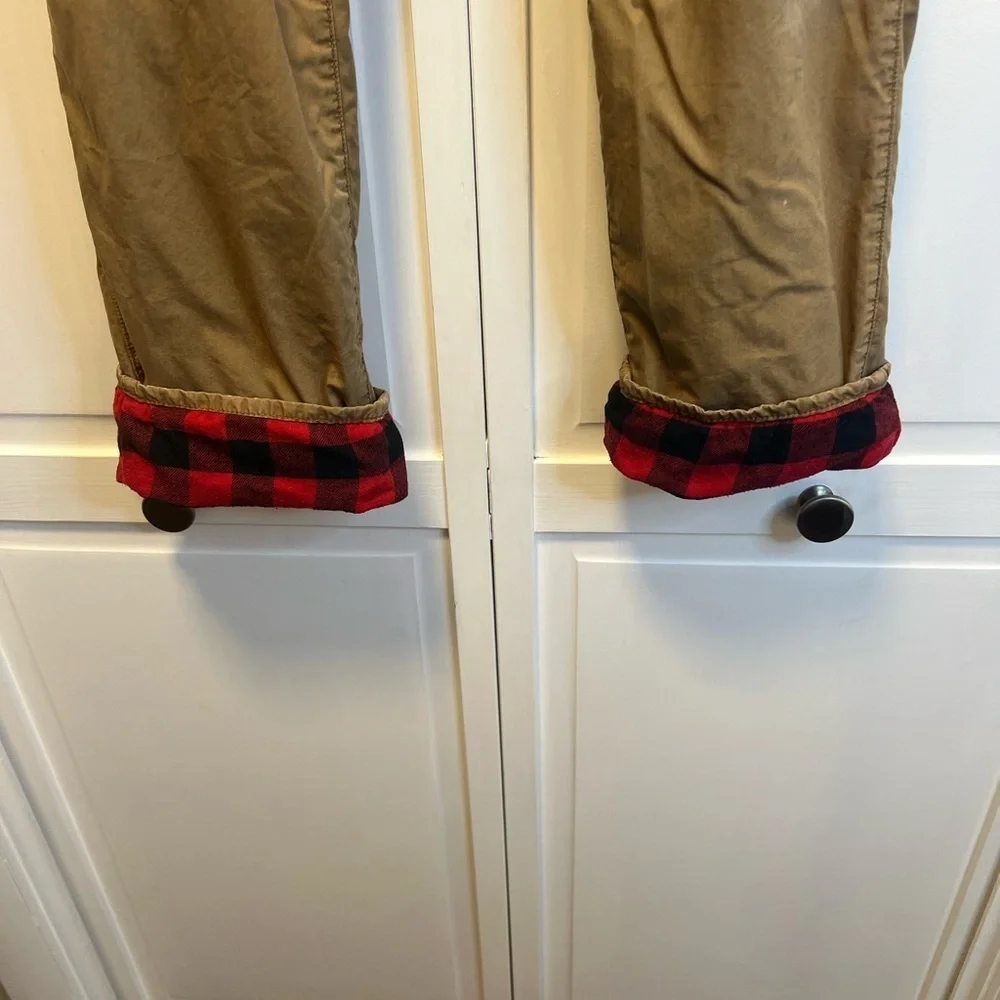 Gap Kids Flannel Lined Chino Pants Size Kids 14 Husky Color Tan